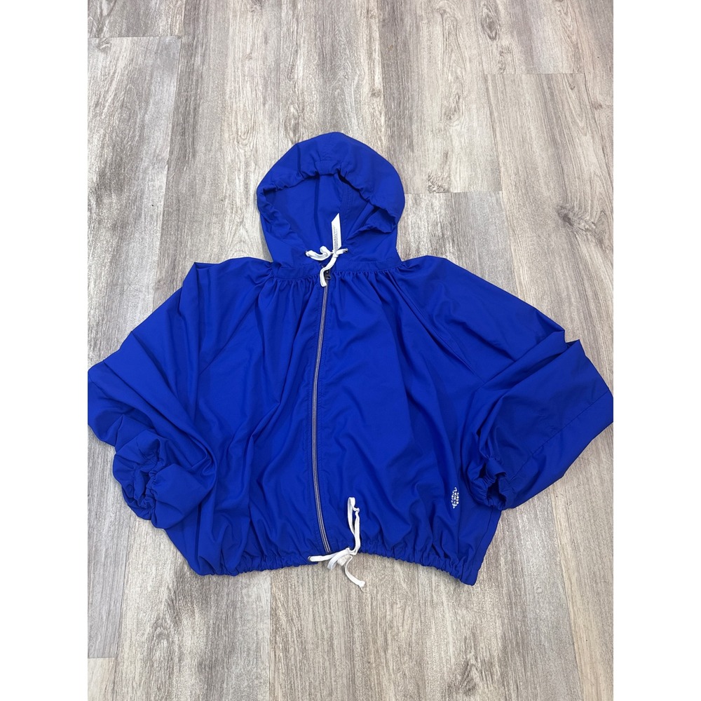 Free People Movement Breeze Pleated Jacket in Ocean Royal Blue Hoodie Size Small